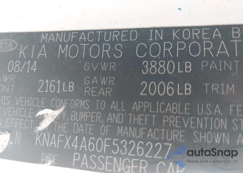 2015 Kia Forte Lx from USA, damaged, VIN KNAFX4A60F5326227